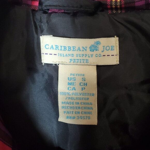 Caribbean Joe Petite Retro Rainbow Plaid Funky Colorful Women's Neon Puffer Vest - Picture 2 of 7